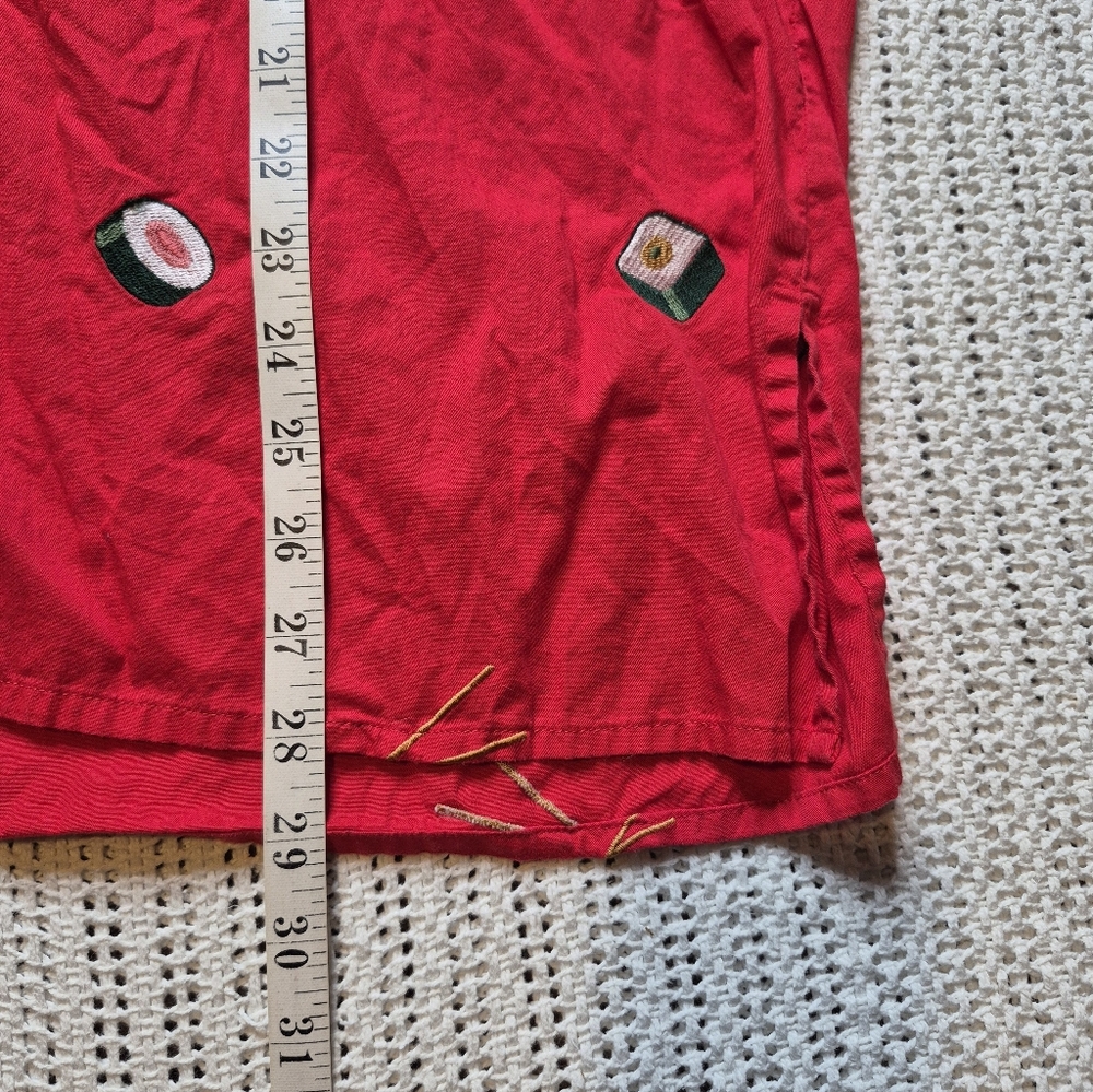 VTG Casey Coleman Shirt Womens L Red Sushi Roll Chopsticks Embroidered Novelty - Picture 6 of 8